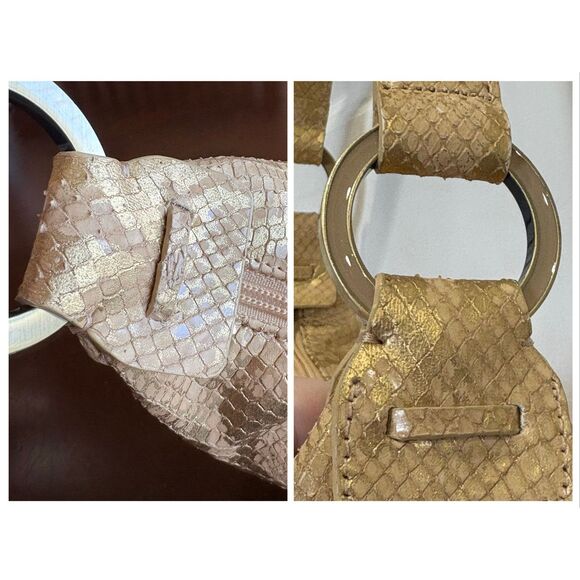 DONALD J PLINER - Gold/Blush Python Snakeskin-Embossed Leather Hobo Shoulder Bag - Picture 12 of 16
